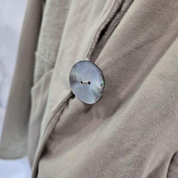 Neon Buddha Jacket Womens XL Taupe Artsy Art To Wear Button Knit Blazer Stretch - Picture 8 of 11